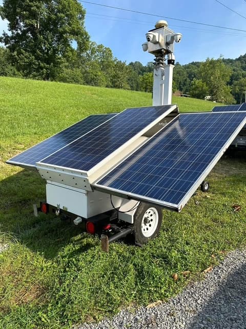 Self-powered mobile security camera trailer deployed on-site in Northern California
